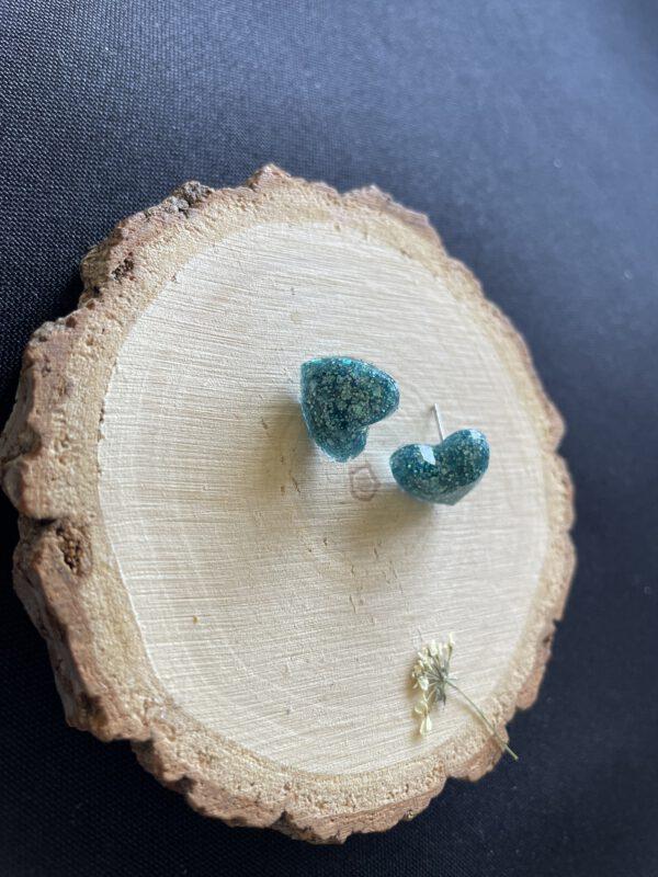 Roestvrijstalen Hartvormige Oorstekers Glitter Blauw