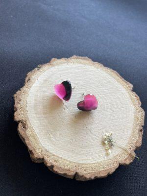 Roestvrijstalen Hartvormige Oorstekers Roze  Zwart – Tijdloze Elegantie en Symbolische Liefde