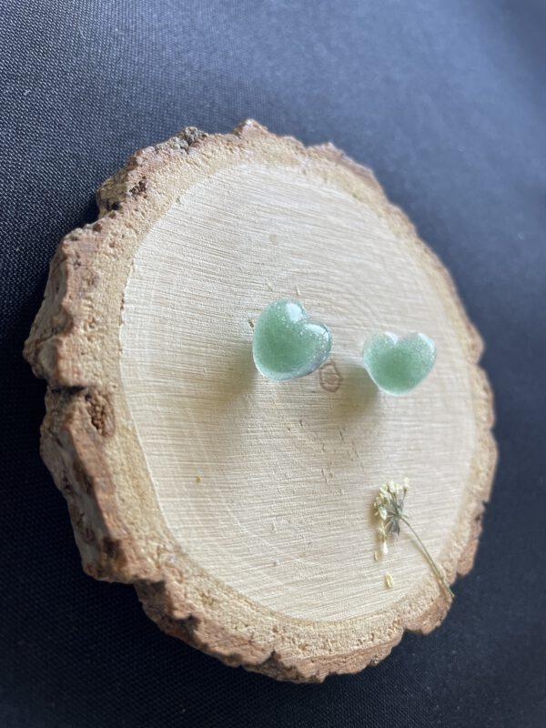 Roestvrijstalen Hartvormige Oorstekers Glitter Groen – Tijdloze Elegantie en Symbolische Liefde
