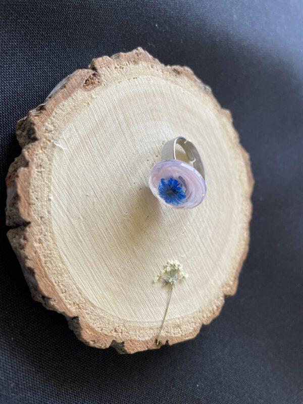 Roestvrijstalen Verstelbare Ring met Blauwe Bloem