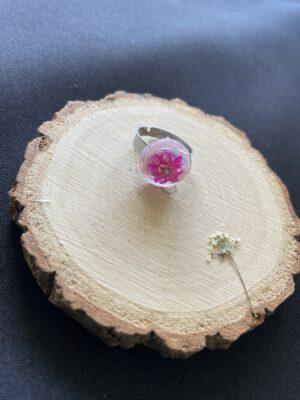 Roestvrijstalen Verstelbare Ring met Roze Bloem