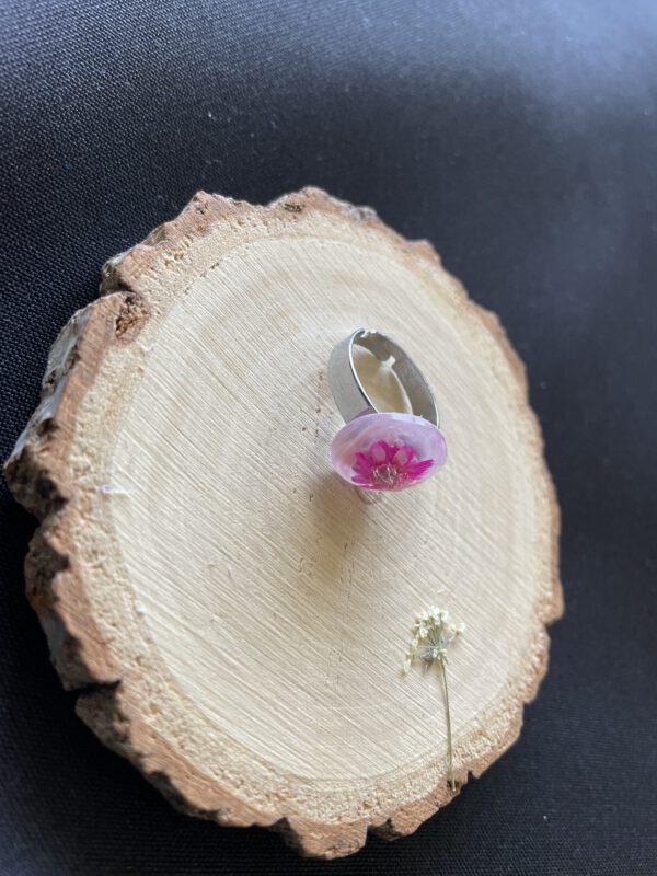 Roestvrijstalen Verstelbare Ring met Roze Bloem