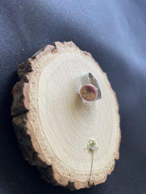 Roestvrijstalen Verstelbare Ring met Roze Bloemen