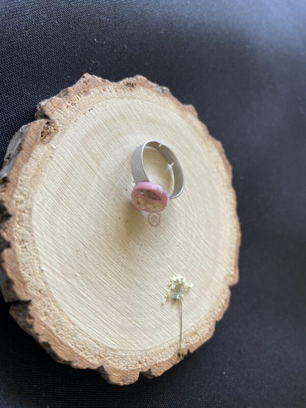 Roestvrijstalen Verstelbare Ring met Roze Bloemen