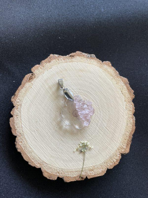 Roestvrijstaal Hanger Resin Klaver vier Rozenkwarts