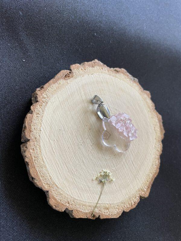 Roestvrijstaal Hanger Resin Bloem Rozenkwarts