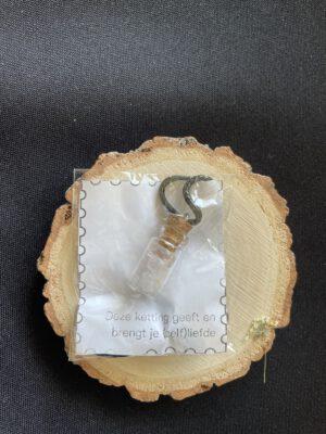 Wax ketting met 1ml flesje Rozenkwarts trommelsteentjes cadeauverpakking