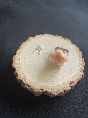 Roestvrijstalen Verstelbare Ring met Handgemaakte Bloem – Uniek en Elegant