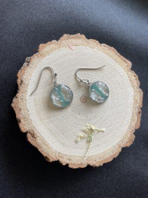 Roestvrijstaal Oorbellen met Resin en Bergkristal