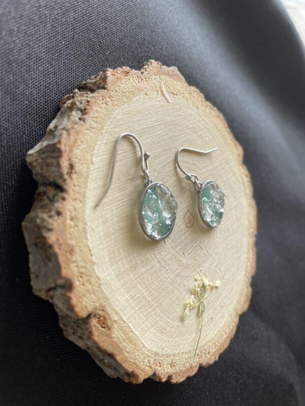 Roestvrijstaal Oorbellen met Resin en Bergkristal