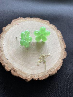 Elegante Bloem oorbellen van Resin fluorescerend Groen