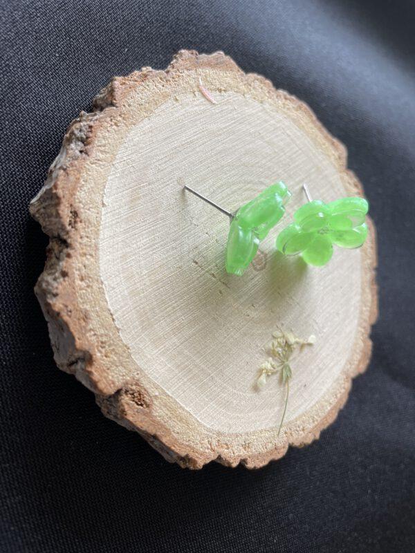 Elegante Bloem oorbellen van Resin fluorescerend Groen