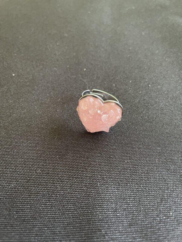 Roestvrijstalen Verstelbare Hart Ring met Rozenkwarts