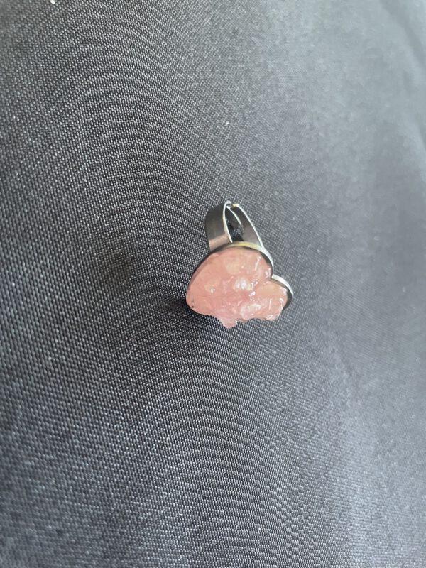 Roestvrijstalen Verstelbare Hart Ring met Rozenkwarts