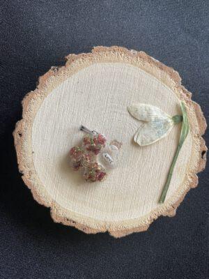 Roestvrijstaal Hanger Resin Klaver vier gedroogde bloemen met Rijstkorrel Love