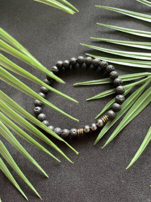 Elastiek Armband Lavasteen en Hematiet 6mm