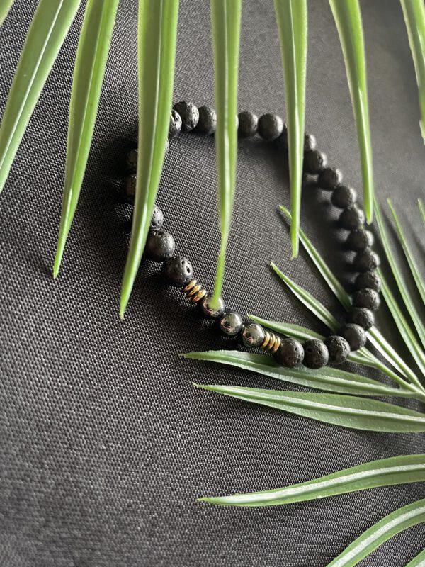 Elastiek Armband Lavasteen en Hematiet 6mm
