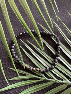 Elastiek Armband Lavasteen en Hematiet 4mm