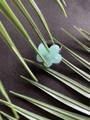 Roestvrijstalen Verstelbare Ring met Groen Bloem – Uniek en Elegant