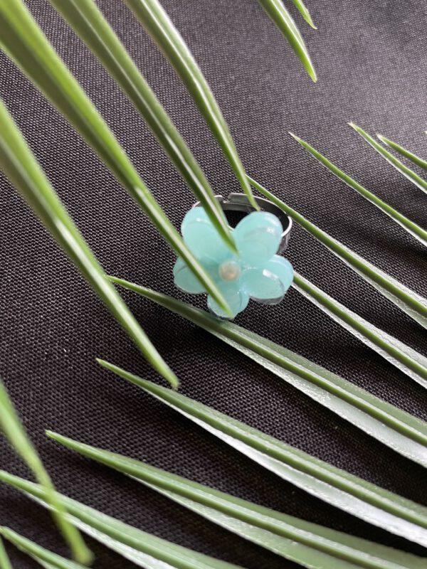 Roestvrijstalen Verstelbare Ring met Groen Bloem – Uniek en Elegant