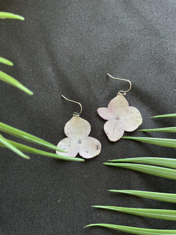 Prachtige Hortensia Oorbellen met Glitters