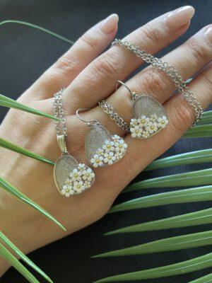 Roestvrijstalen Hart Set Glitters Bloem