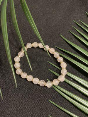 Elastiek Armband Rozenkwarts en Hematiet 8mm