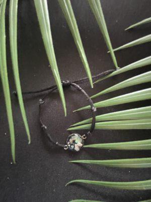 Satijn armband met Abalone schelp - afgewerkt met RVS