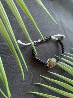 Satijn Verstelbare Armband Met Agaat Goudkleurig