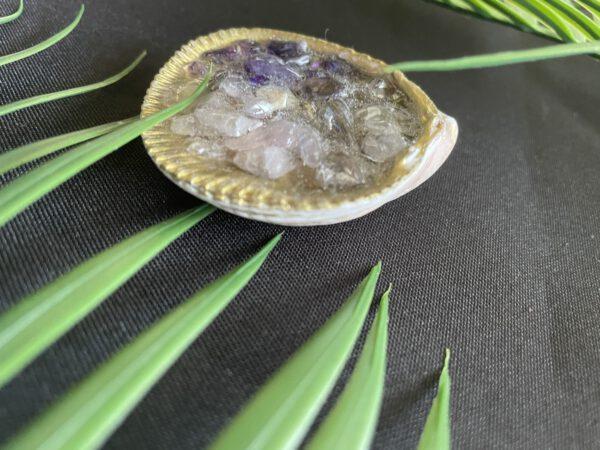 Diepe Schelp met Gouden Driehoek Trommelsteentjes