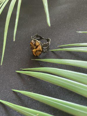 Antiek Look Verstelbare Ring met Tijgeroog