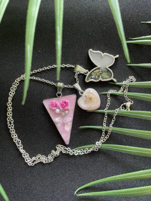 RVS Ketting met Losse hangers Rozenkwarts Roze