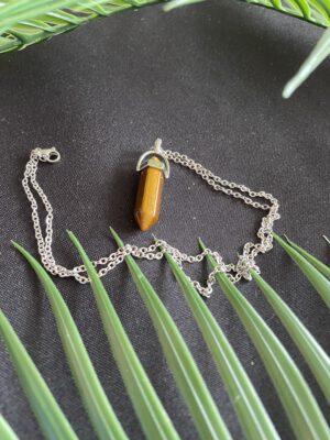 Roestvrijstaal ketting met Tijgeroog Punt