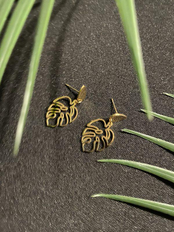Goudkleurige Roestvrijstalen Blad Oorbellen