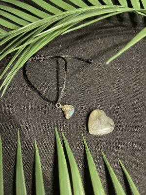 Labradoriet Hart Trommelsteen en armband set