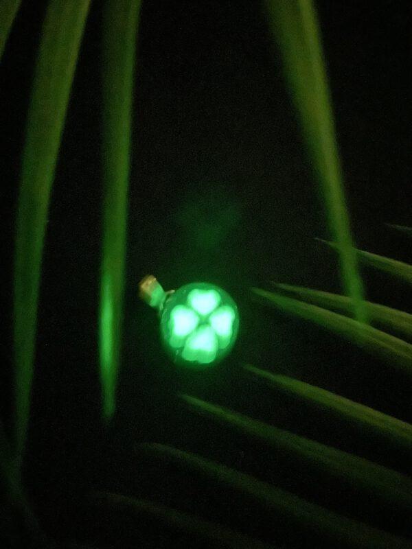 Roestvrijstalen Groen resin klavertje vier hanger - GlowInTheDark