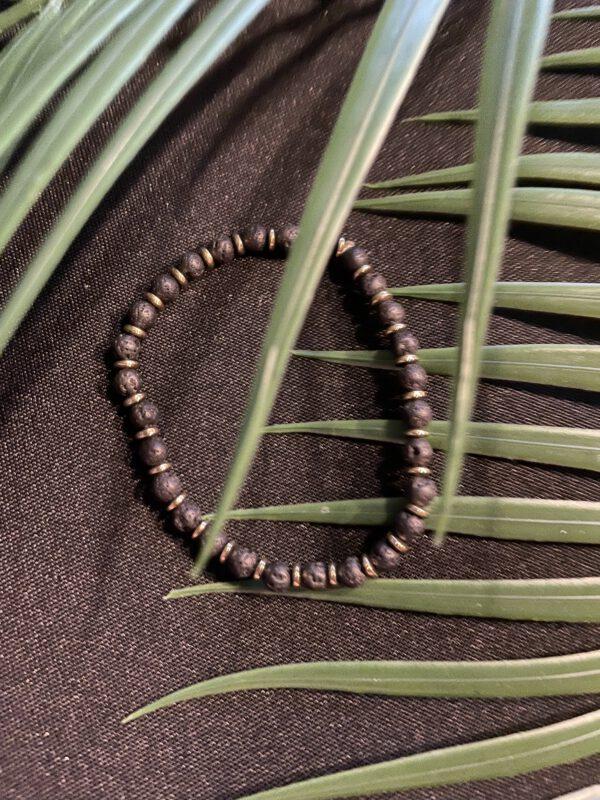 Elastiek Armband Lavasteen en Hematiet