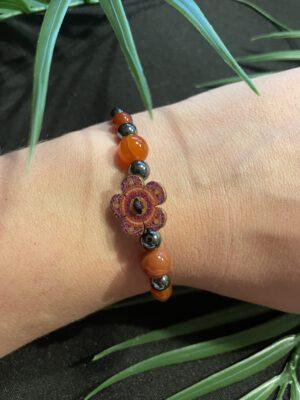 satijn armband met carneool en agaat