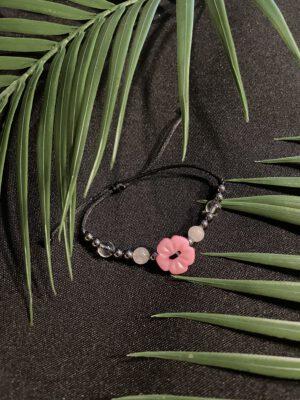 Satijn Knoop Armband Rozenkwarts Hematiet Bergkristal