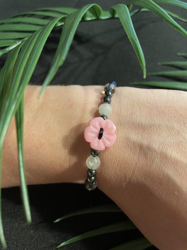 Satijn Knoop Armband Rozenkwarts Hematiet Bergkristal - Afbeelding 2